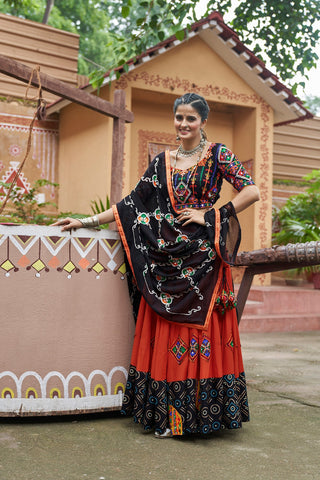 Orange navratri lehenga choli for women
