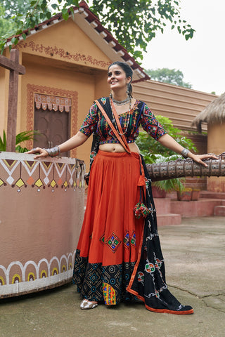 orange lehenga chaniya choli for navratri