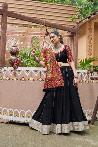 Black navratri lehenga choli with dupatta
