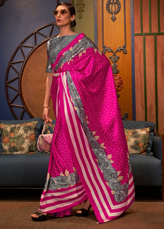 Pink color japan crepe saree for women price
