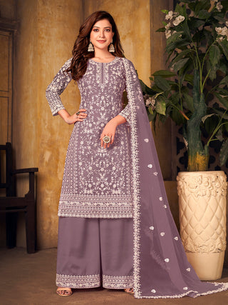 Onion color soft net sharara suit