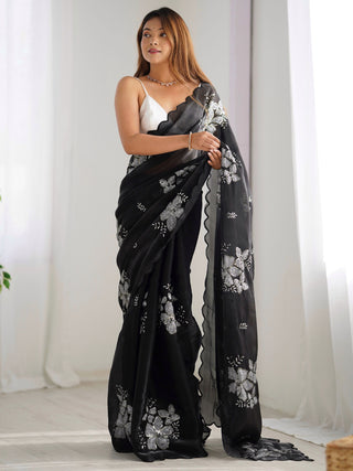 Black colour jimmy choo saree for women
