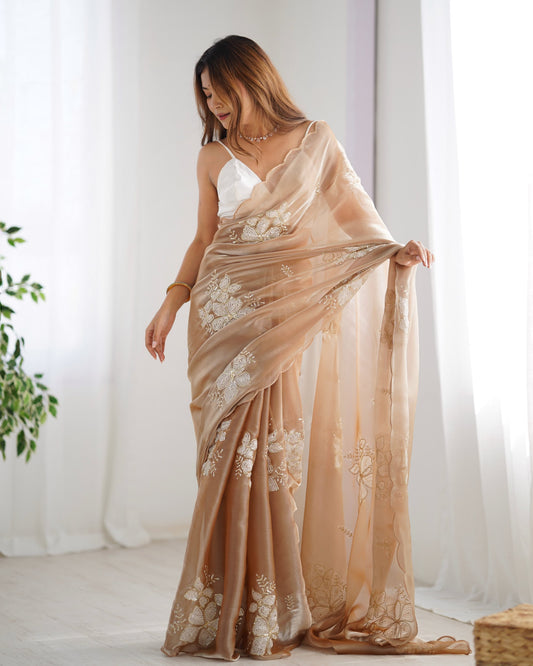 Beige color jimmy choo saree for women price
