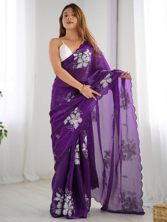 Purple color jimmy choo saree for women price
