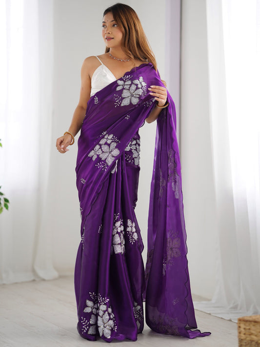 Purple color jimmy choo saree for women online shopping
