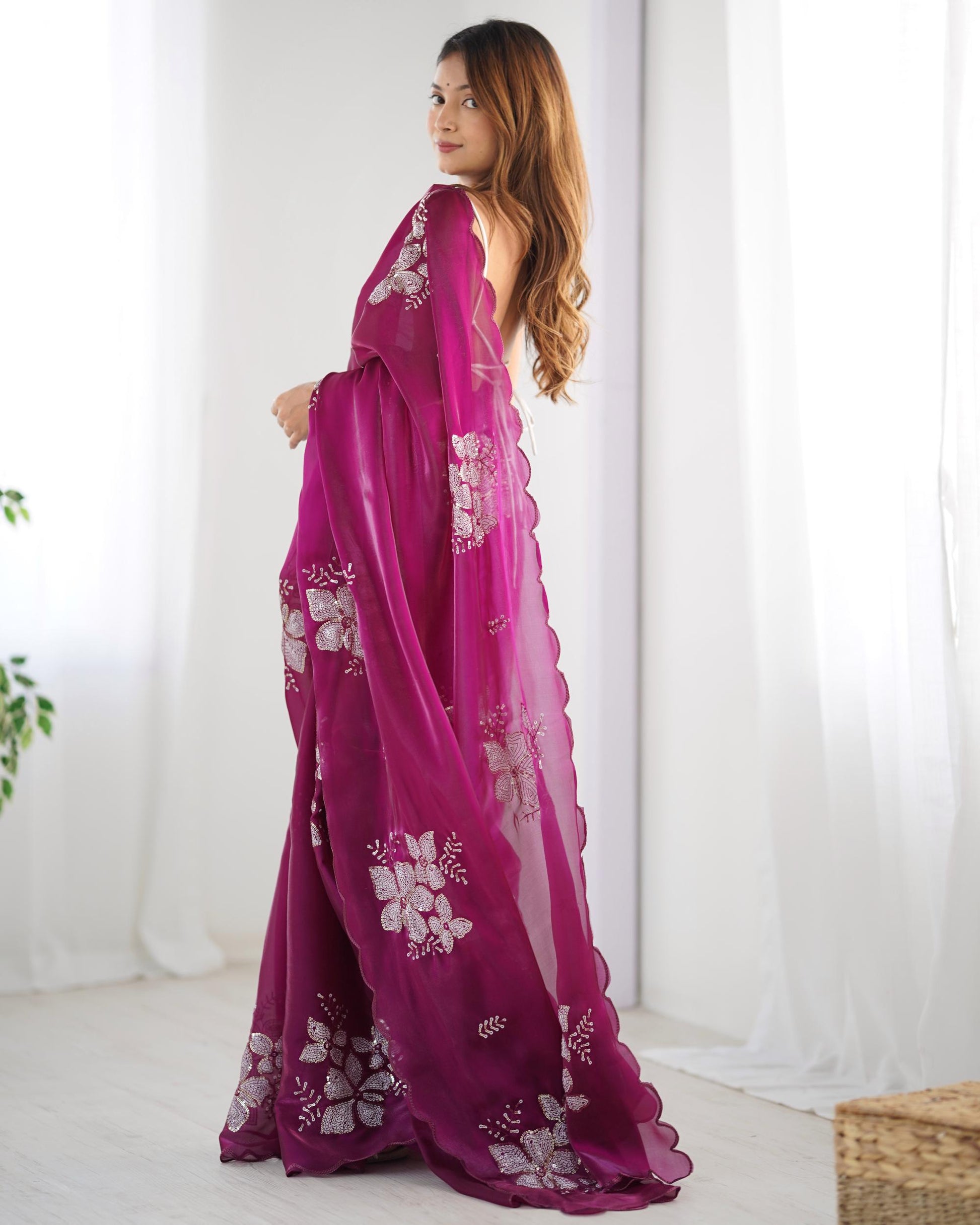 Wine color jimmy choo saree for women price
