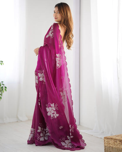 Wine color jimmy choo saree for women price
