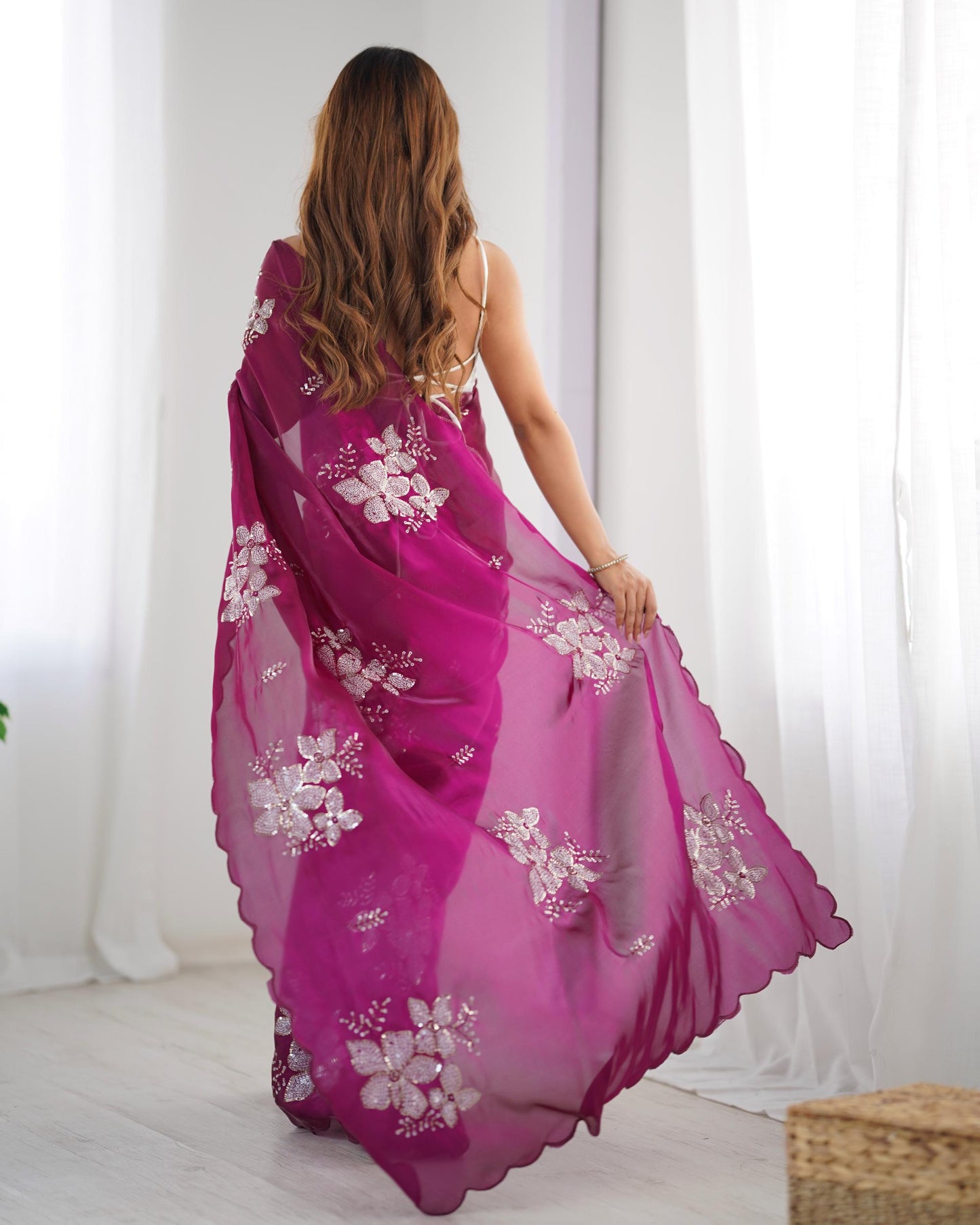Wine color jimmy choo saree for women price
