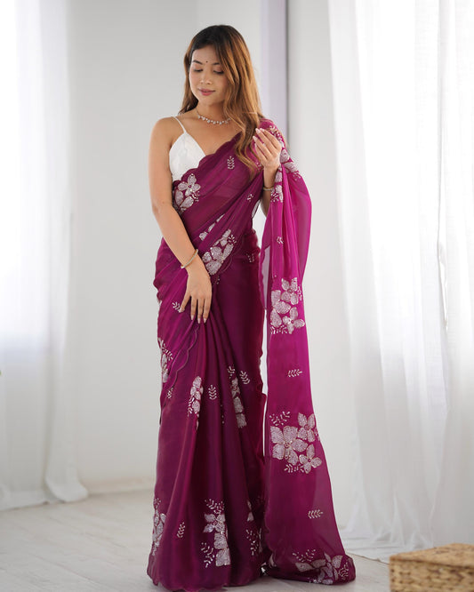 Wine Color Jimmy Choo Saree online shopping
