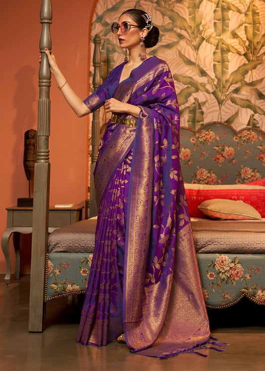 Women Nyloan Chinon Purple Color Saree For Party Wear
