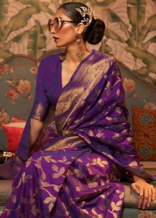 Purple color weaving saree with blouse online