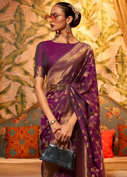 Wine color wedding wear saree online shopping