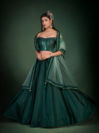 Simple green color lehenga choli