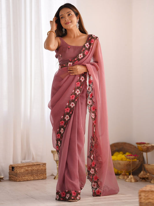 Onion colour saree for Wedding
