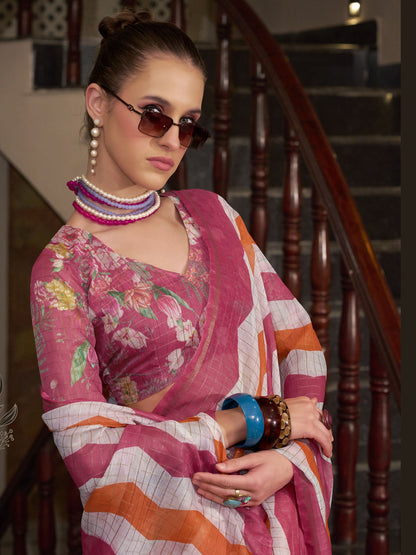 Pink Color banarasi silk saree for women price