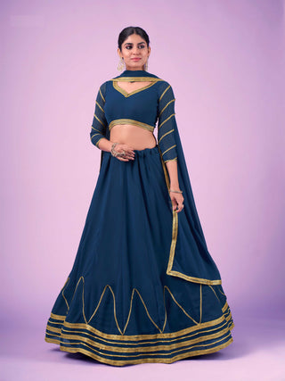 Blue Lehenga Matching Dupatta