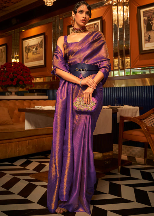 Purple color nylon satin saree for women price
