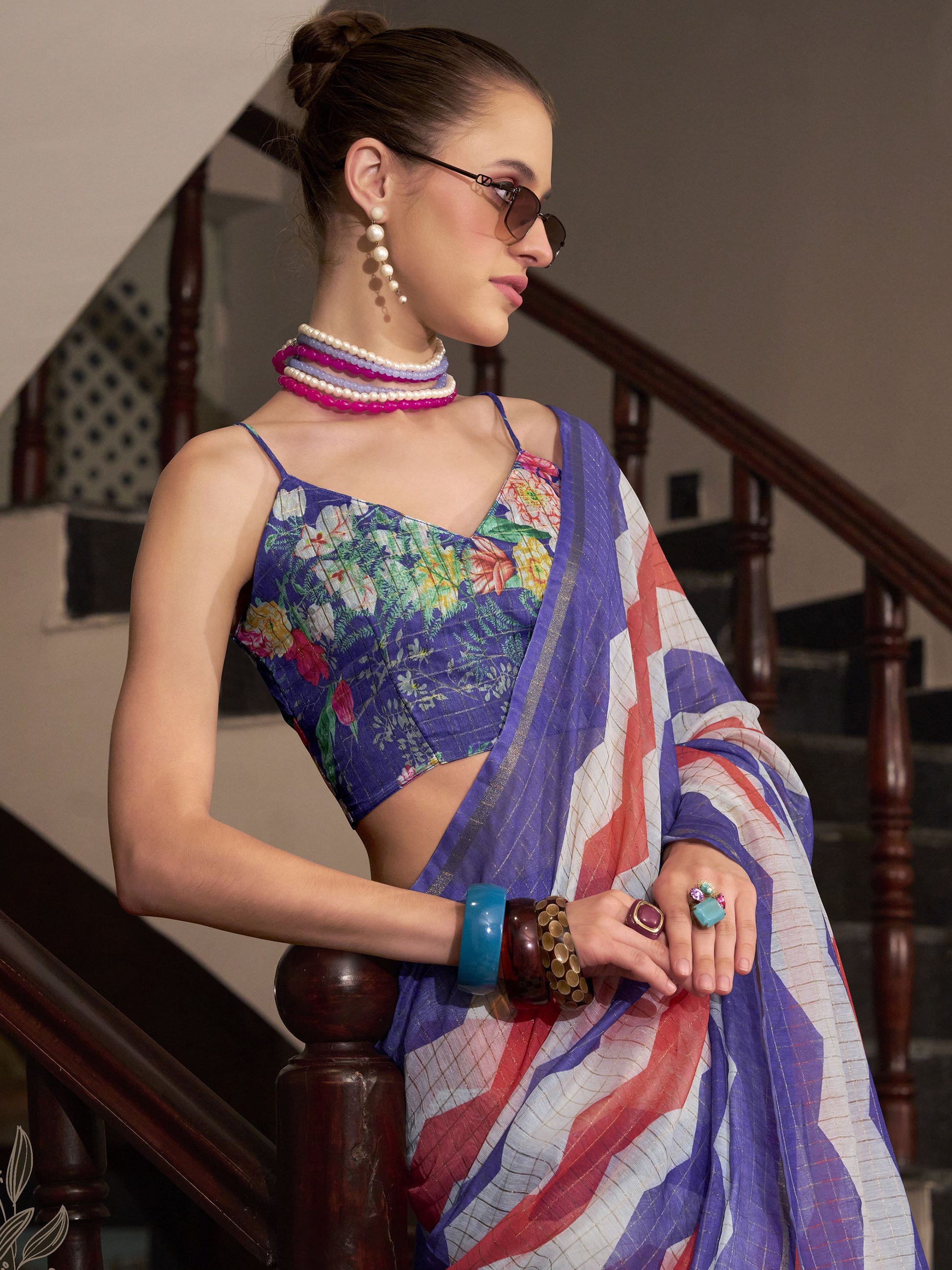 Lavender color linen saree for women price
