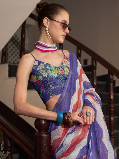 Lavender color linen saree for women price
