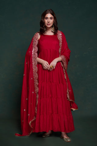 georgette red occasion gown