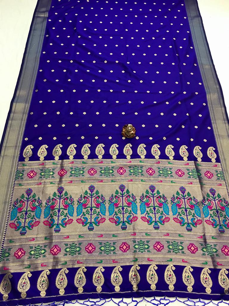 Blue color paithani saree for wedding