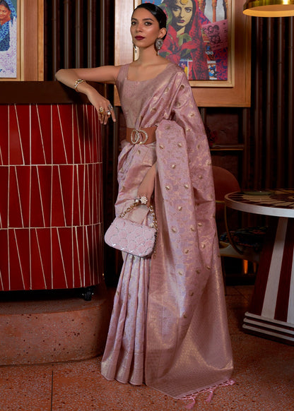 Pink color handloom silk saree