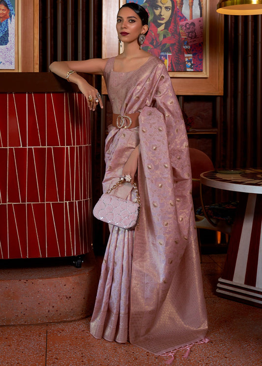 Pink color handloom silk saree