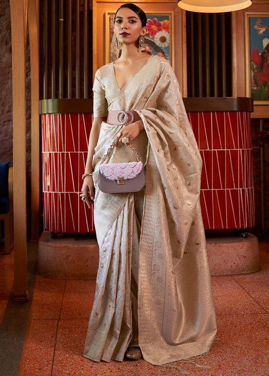 Beige color silk saree for women with price
