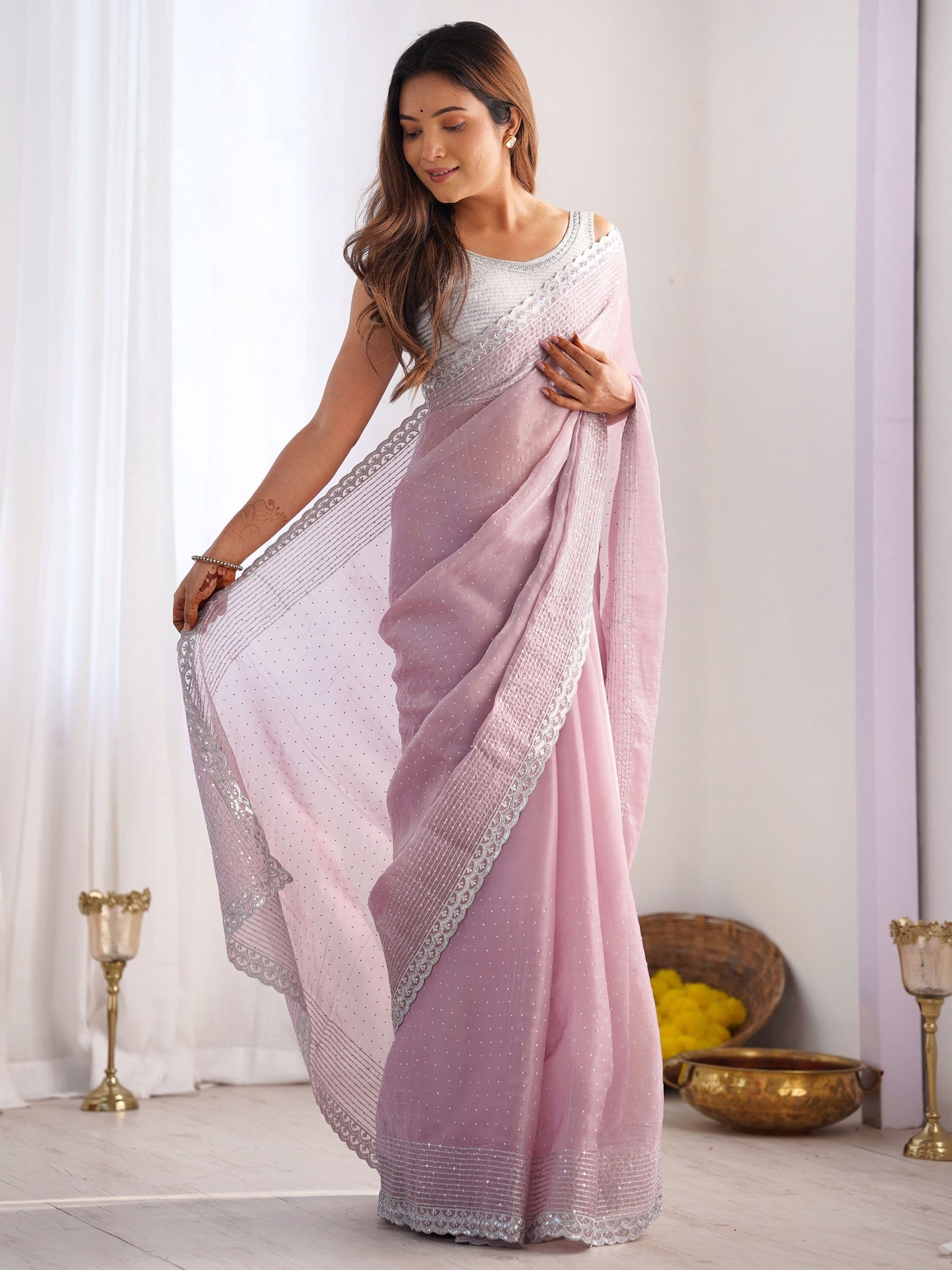 Onion color Jimmy Choo Saree price
