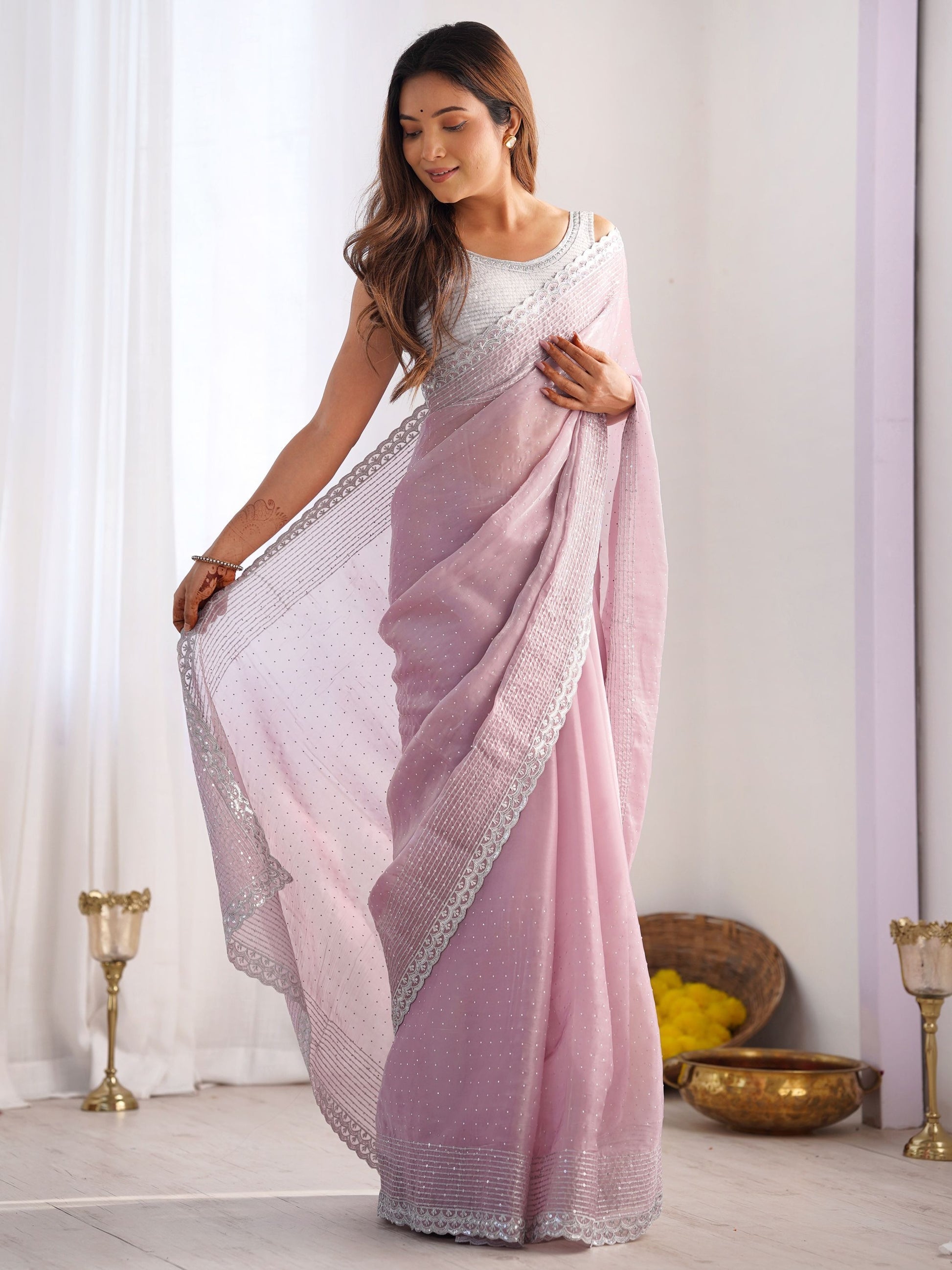 Onion color Jimmy Choo Saree price
