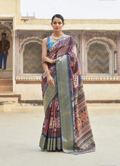 Multi color dola viscose saree images