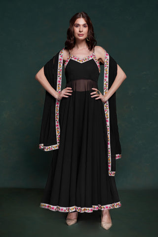 black georgette Black salwar suit