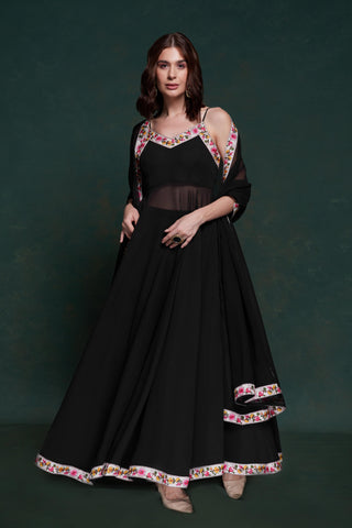 Women black georgette suit design