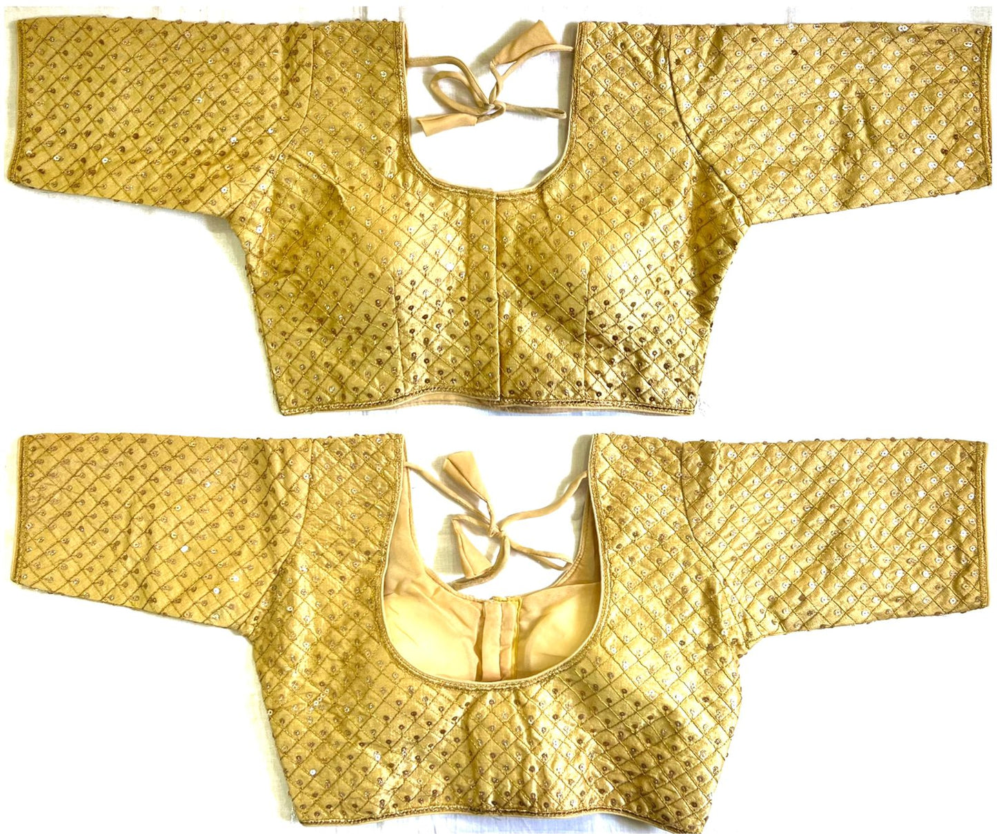 Beige color silk sequins work blouse for wedding