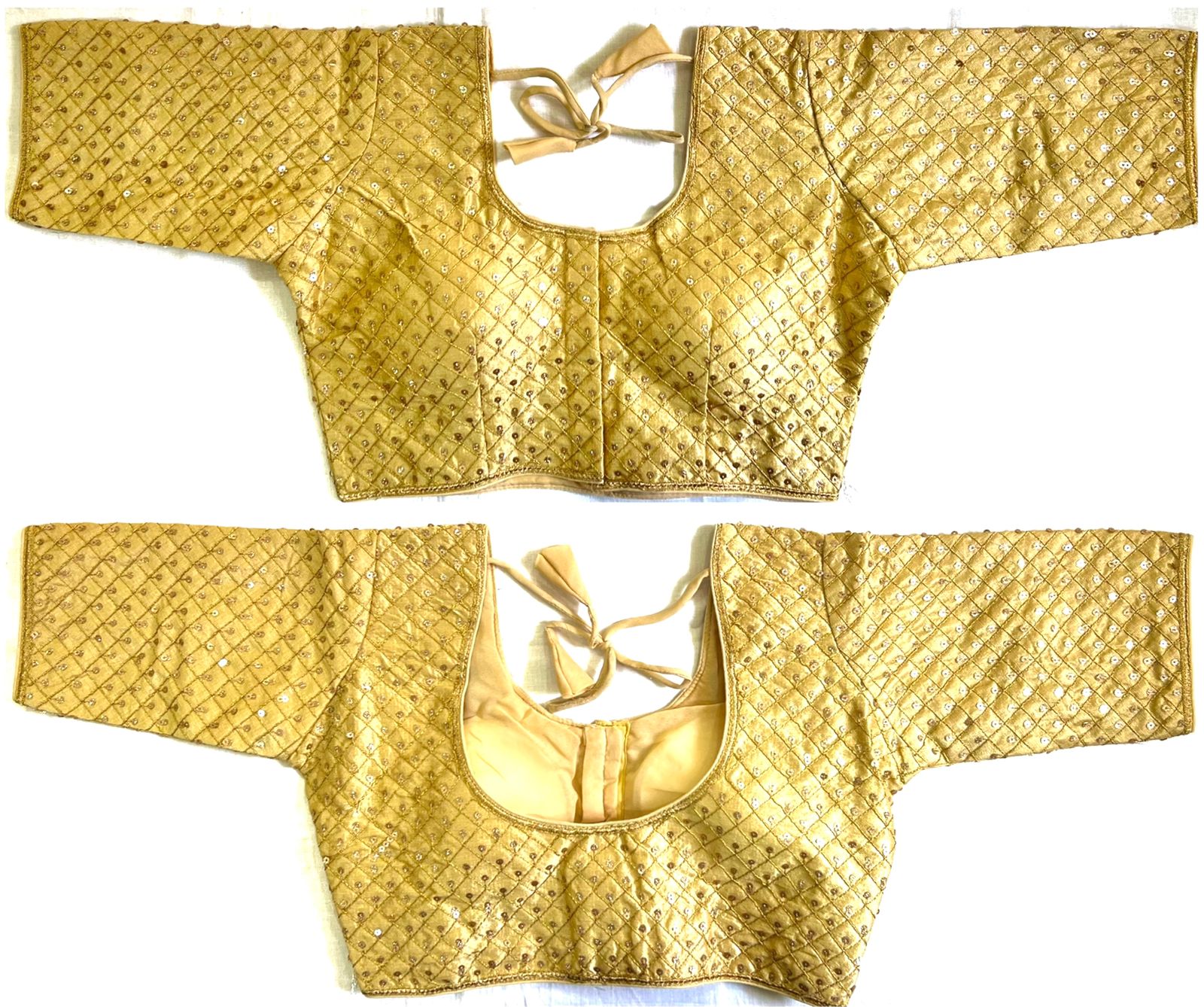 Beige color silk sequins work blouse for wedding