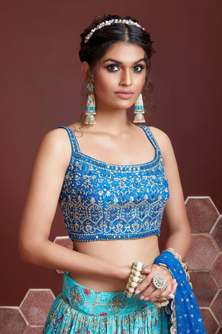 Sky Blue Lehenga For Party Wear