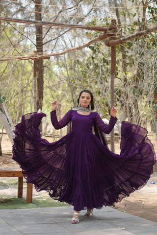 Purple wedding wear gown