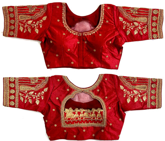 Maroon color phantom silk sarees blouse for lehenga