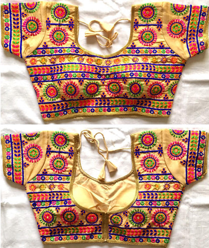 Black color silk mirror work blouse for women
