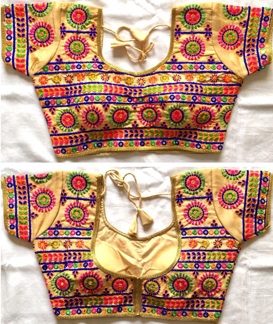 Black color silk mirror work blouse for women
