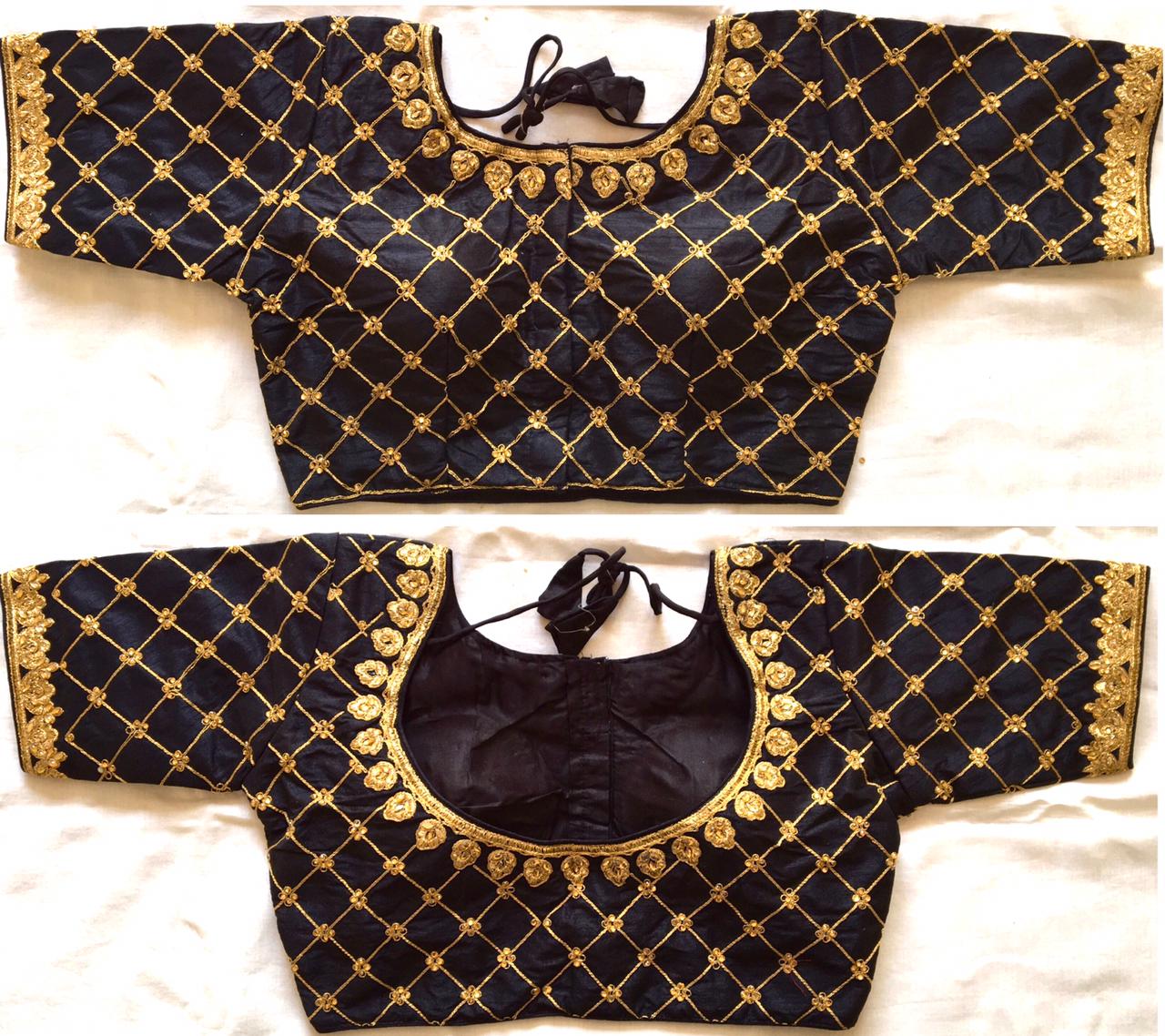 Black color fentam silk blouse for wedding