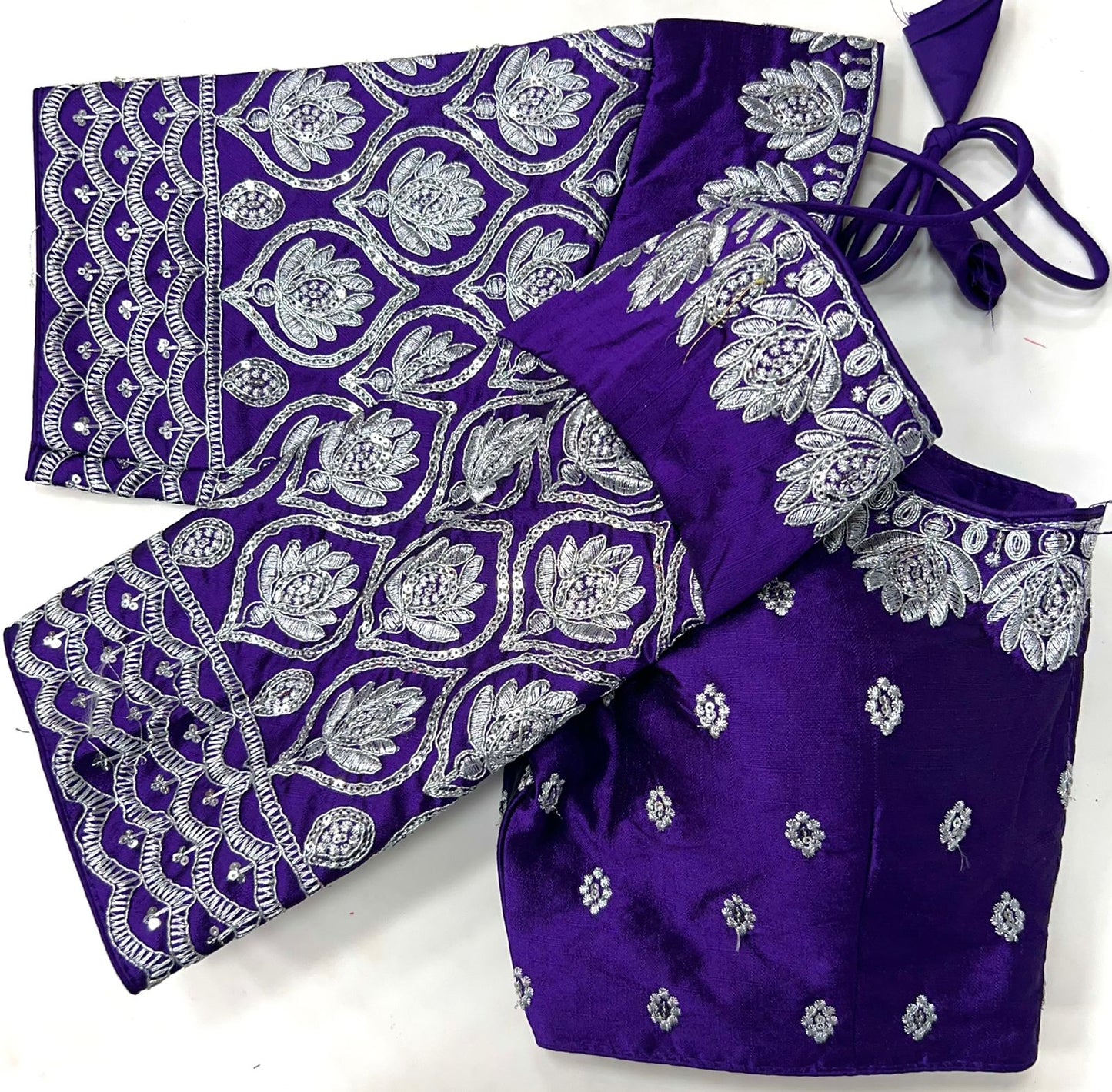 Purple color silk sequins work readymade blouse 