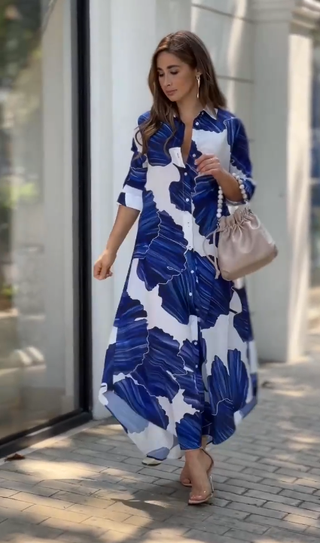 Casual long shirt dress for women