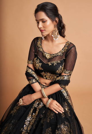 Black Color  Sequence work Lehenga Choli