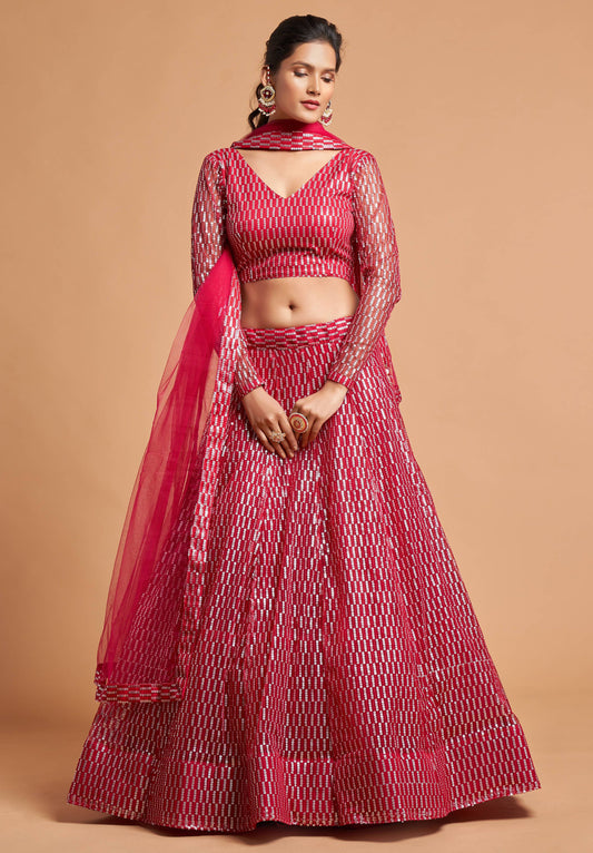 Light Pink Color Thread Embroidery Work 
