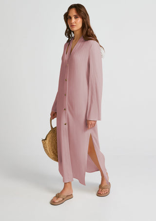 Long BabyPink Crush Kaftan Dress Womens