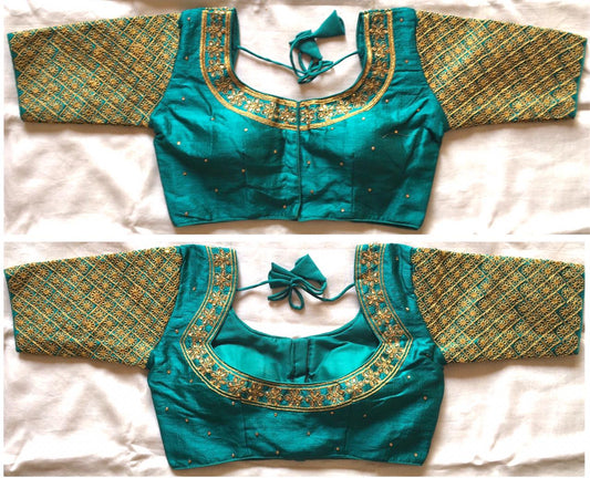 Wonderful Green Color Soft Silk Sequins Work Party Sarees Blouse