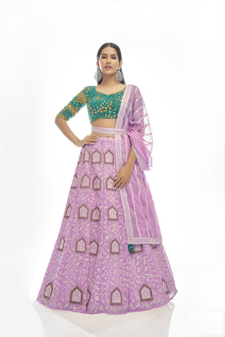 Purple colour combination Lehenga