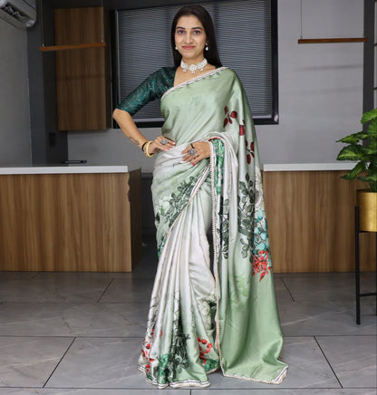 White color japan satin saree for women online

