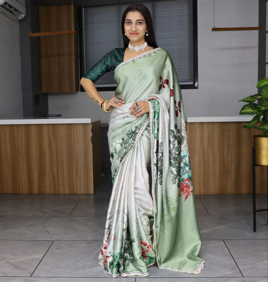 White color japan satin saree for women online

